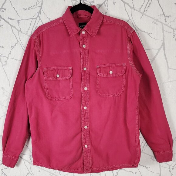 Zara Pink 100% Cotton Relaxed Fit Western Shirt - Picture 1 of 5